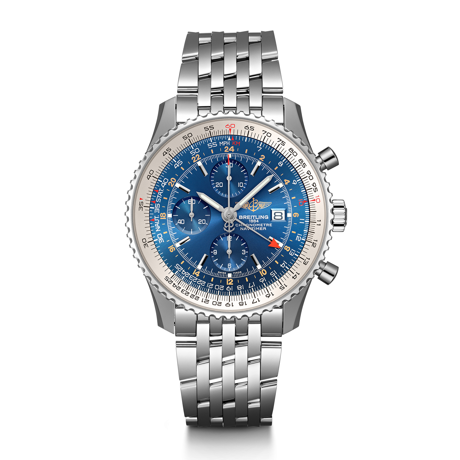 Breitling A24322121C1A1 : Navitimer World Stainless Steel / Blue / Bracelet