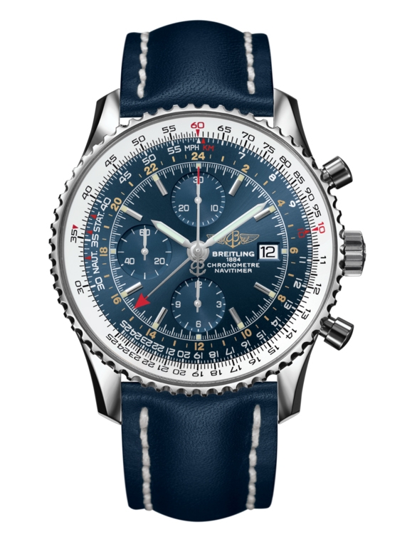 Breitling A24322121C1X1 : Navitimer World Stainless Steel / Blue / Calf / Pin