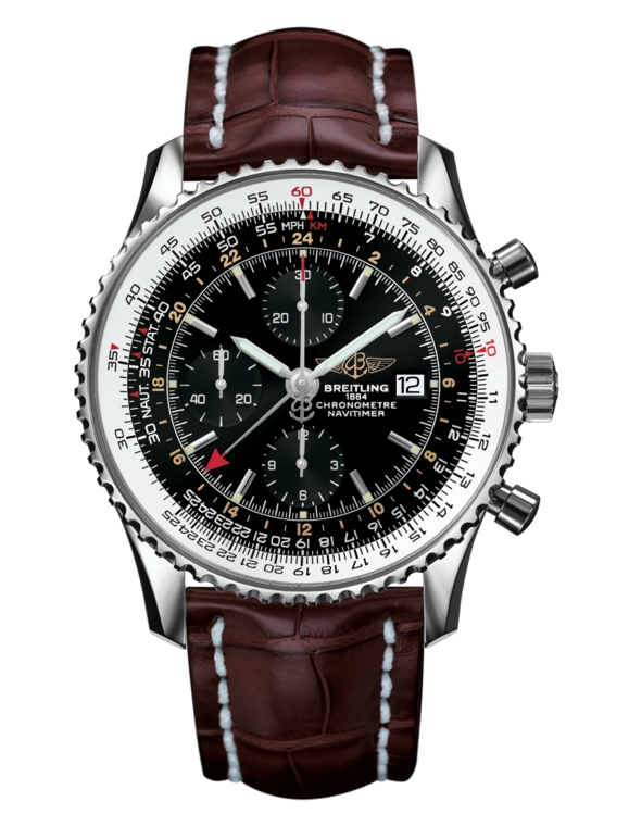 Breitling A2432212/B726/756P/A20BA.1 : Navitimer World Stainless Steel / Black / Croco / Pin
