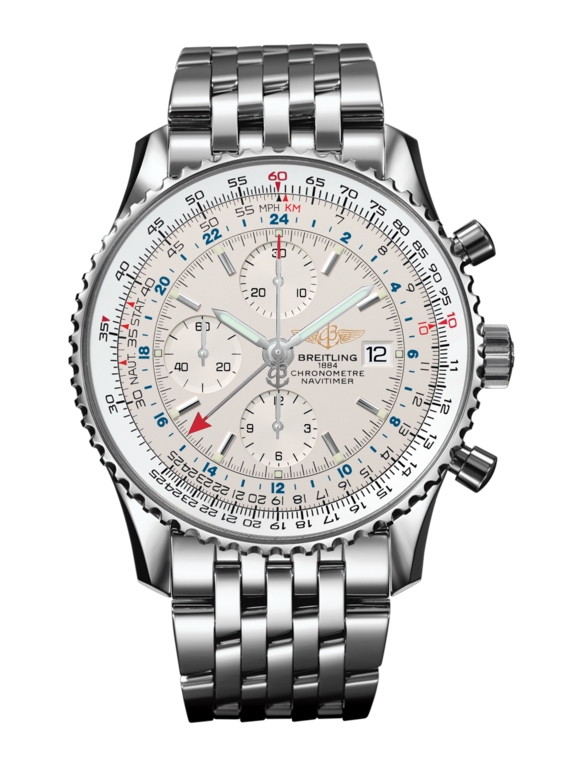 Breitling A2432212/G571/443A : Navitimer World Stainless Steel / Silver / Bracelet