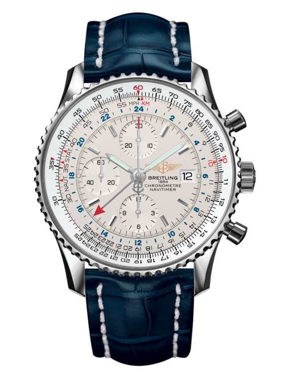 Breitling A2432212/G571/746PA20BA.1 : Navitimer World Stainless Steel / Silver / Croco / Pin