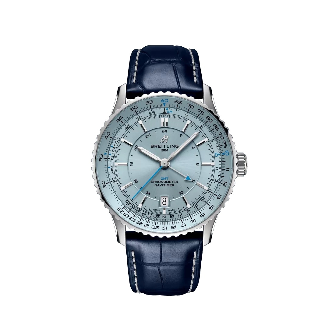 Breitling A32310171C1P1 : Navitimer GMT 41 Automatic Stainless Steel / Ice Blue