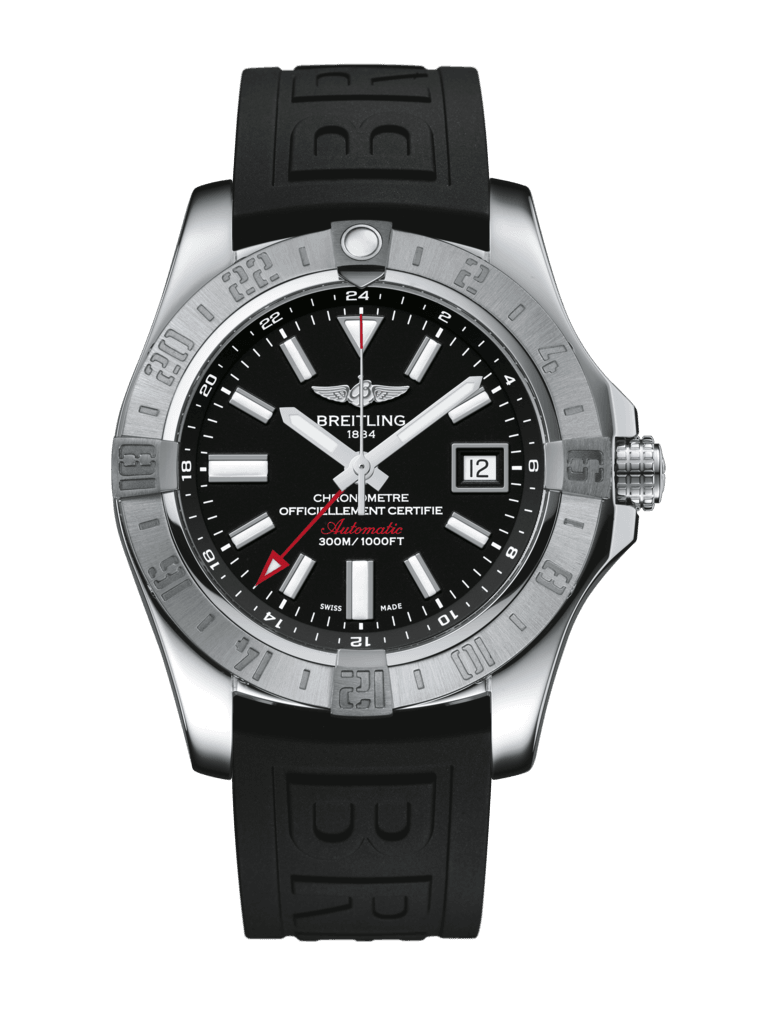Breitling A32390111B1S1 : Avenger II GMT Stainless Steel / Volcano Black / Rubber / Folding