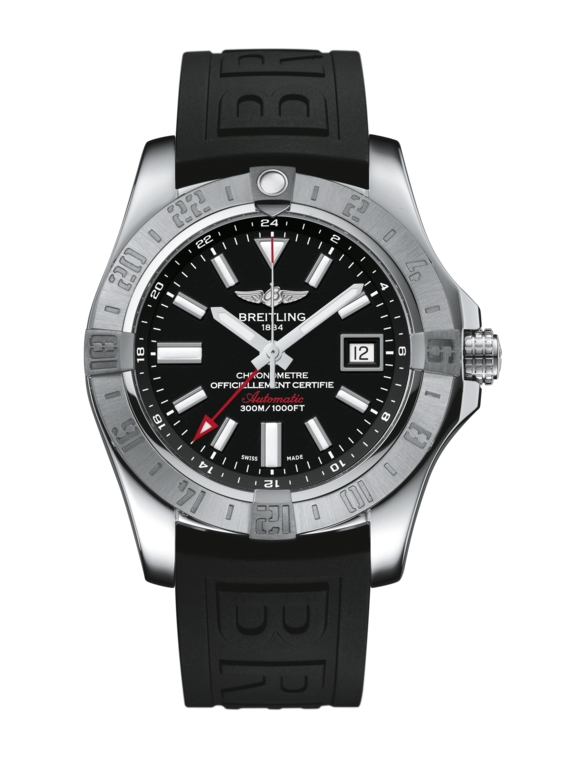 Breitling A32390111B1S2 : Avenger II GMT Stainless Steel / Volcano Black / Rubber / Pin