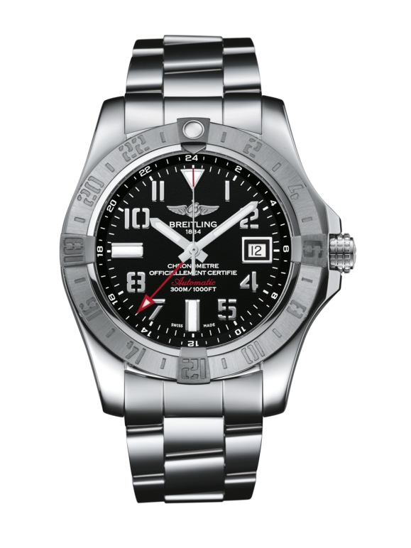 Breitling A32390111B2A1 : Avenger II GMT Stainless Steel / Volcano Black / Bracelet