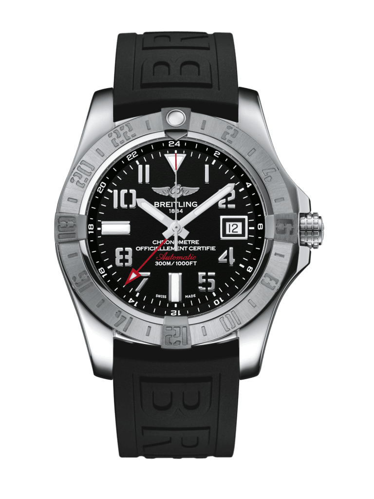 Breitling A32390111B2S2 : Avenger II GMT Stainless Steel / Volcano Black / Rubber / Pin