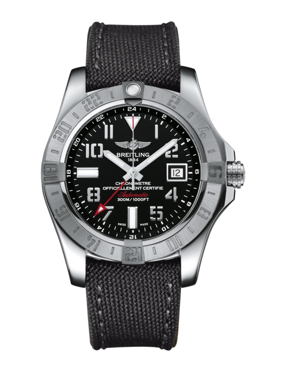 Breitling A3239011/BC34/109W/A20BA.1 : Avenger II GMT Stainless Steel / Volcano Black / Military / Pin