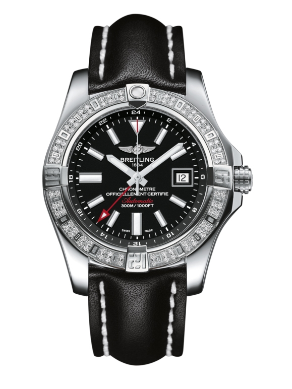 Breitling A3239053.BC35.435X : Avenger II GMT Stainless Steel / Diamond / Volcano Black / Calf