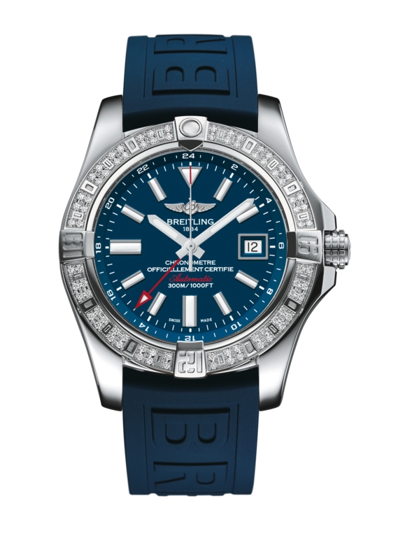 Breitling A3239053.C872.158S : Avenger II GMT Stainless Steel / Diamond / Mariner Blue / Rubber