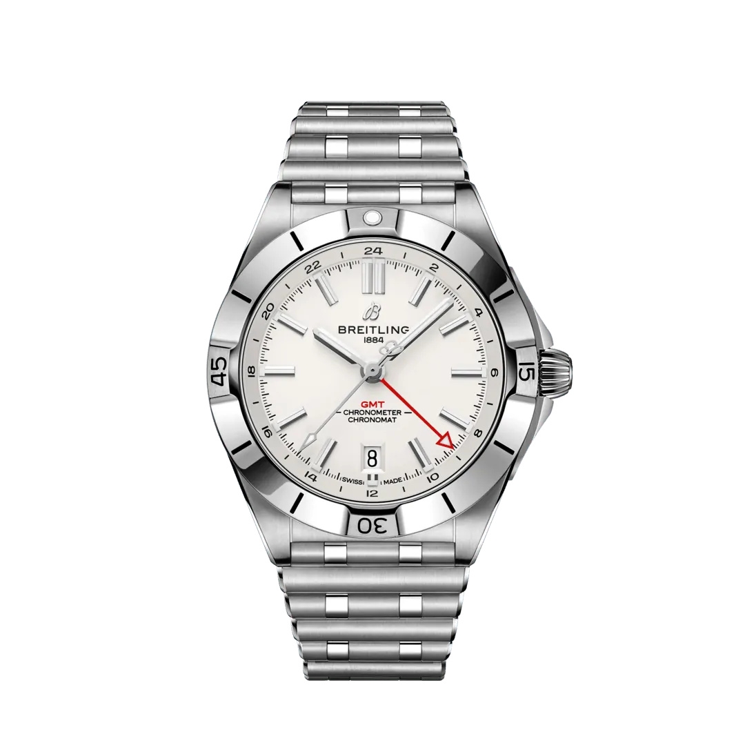 Breitling A32398101A1A1 : Chronomat 40 GMT Stainless Steel / Silver / Rouleaux