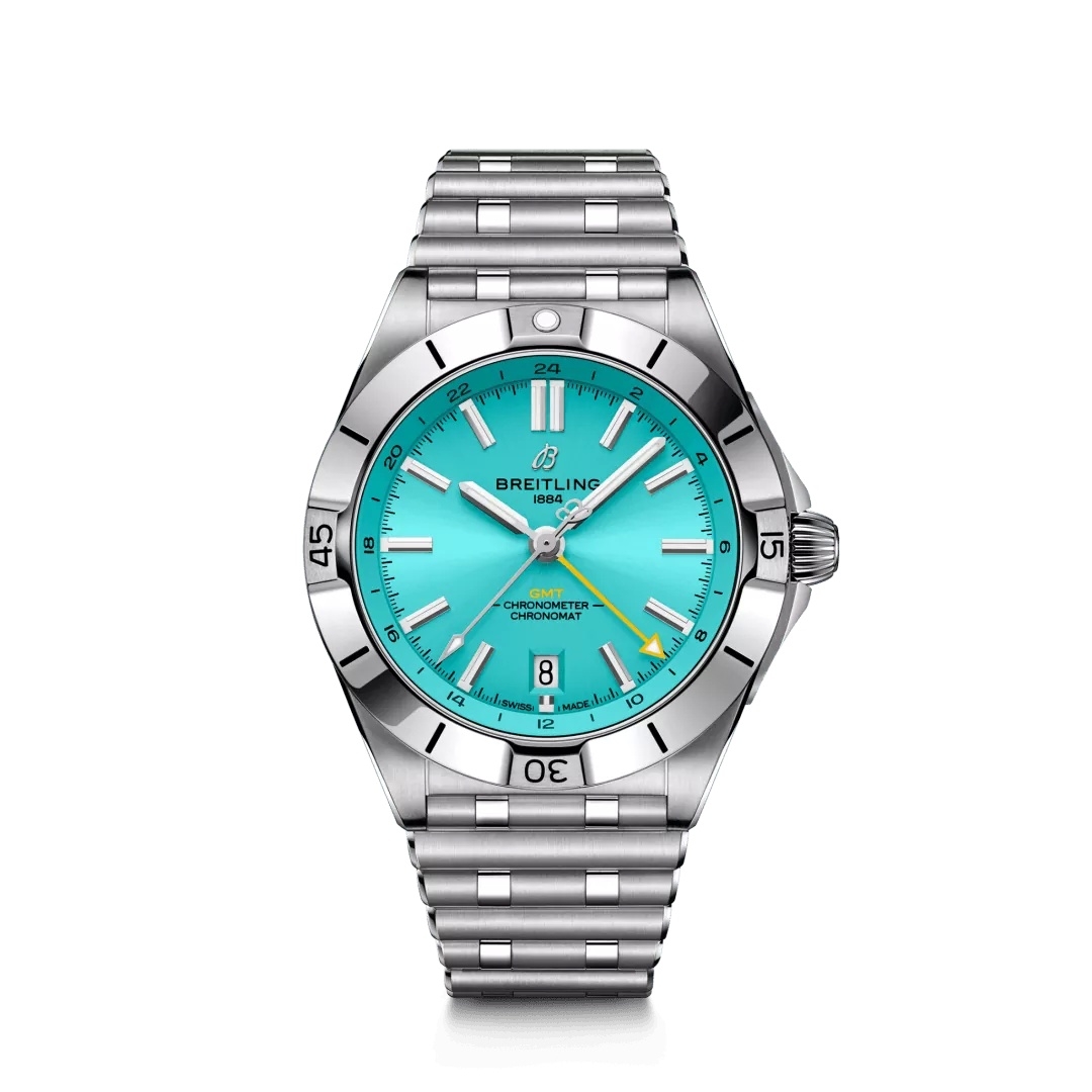 Breitling A32398A21L1A1 : Chronomat 40 GMT Stainless Steel / Turquoise / Hong Kong