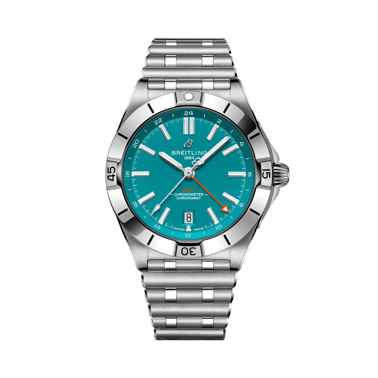 Breitling A32398B11L1A1 : Breitling Chronomat Automatic GMT 40 NFL Miami Dolphins Edition