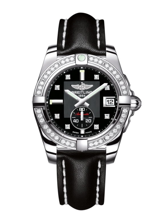 Breitling A3733053/BD02/414X/A16BA.1 : Galactic 36 Automatic Stainless Steel / Diamond / Volcano Black Diamond / Calf