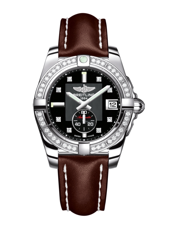 Breitling A3733053/BD02/416X/A16BA.1 : Galactic 36 Automatic Stainless Steel / Diamond / Volcano Black Diamond / Calf