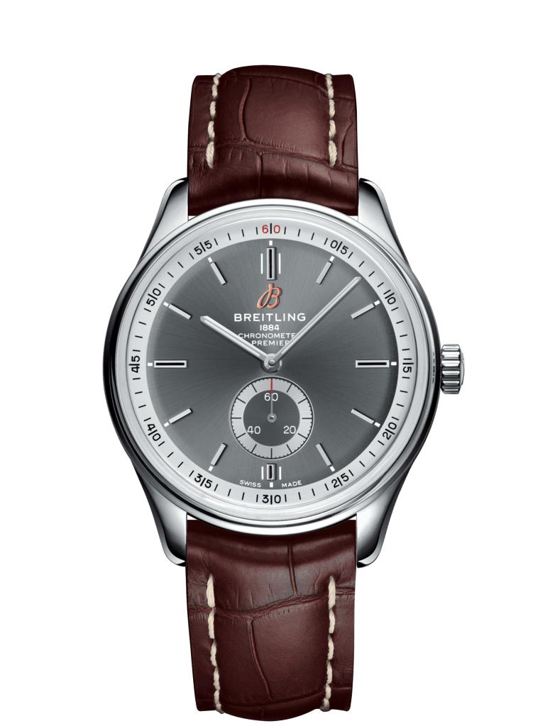 Breitling A37340351B1P2 : Premier Automatic 40 Stainless Steel / Anthracite / Croco Brown / Tang