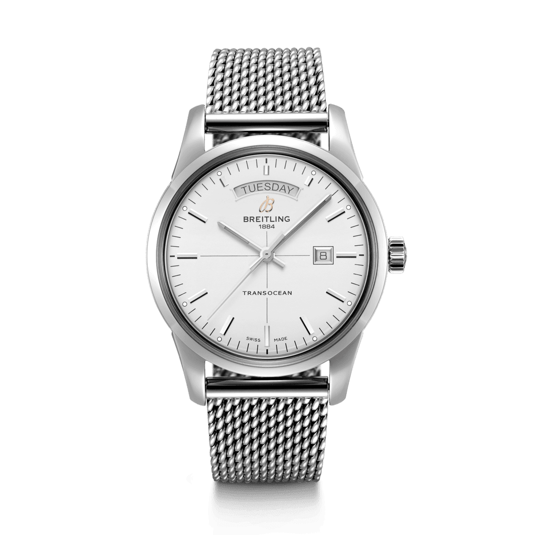 Breitling A45310121G1A1 : Transocean Day & Date Stainless Steel / Silver / Milanese
