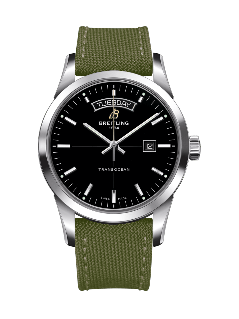Breitling A4531012/BB69/106W/A20BA.1 : Transocean Day & Date Stainless Steel / Black / Military / Pin