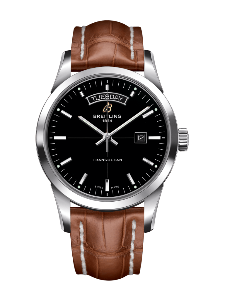 Breitling A4531012/BB69/737P/A20BA.1 : Transocean Day & Date Stainless Steel / Black / Croco / Pin