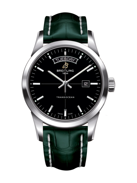 Breitling A4531012/BB69/748P/A20BA.1 : Transocean Day & Date Stainless Steel / Black / Croco / Pin