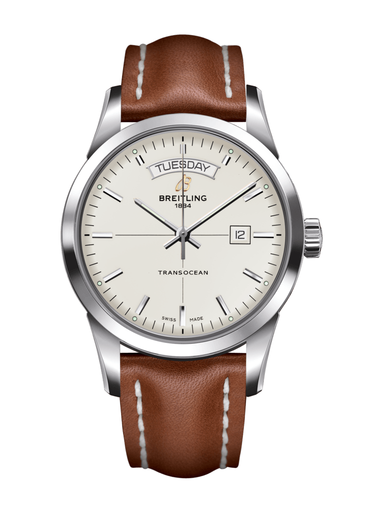 Breitling A4531012/G751/434X/A20D.1 : Transocean Day & Date Stainless Steel / Silver / Calf / Folding