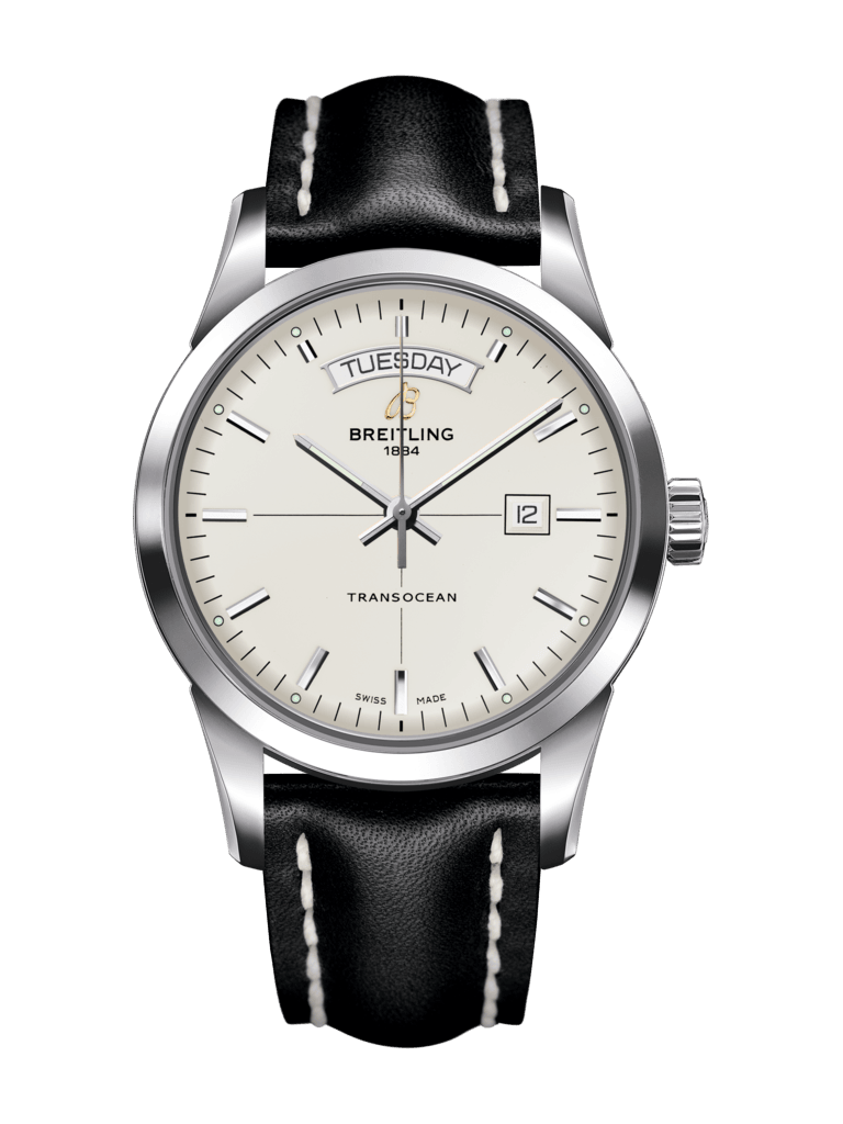 Breitling A4531012/G751/435X/A20BA.1 : Transocean Day & Date Stainless Steel / Silver / Calf / Pin