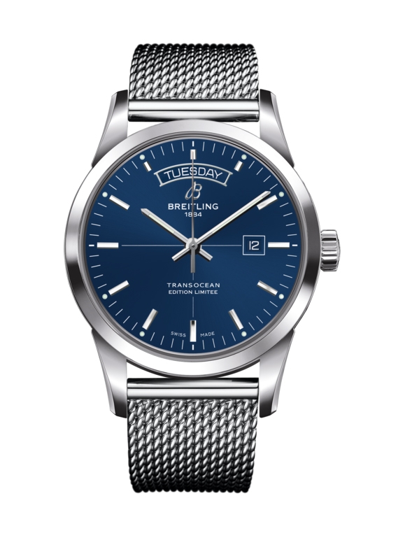 Breitling A453109T.C921.154A : Transocean Day & Date Stainless Steel / Blue / Milanese