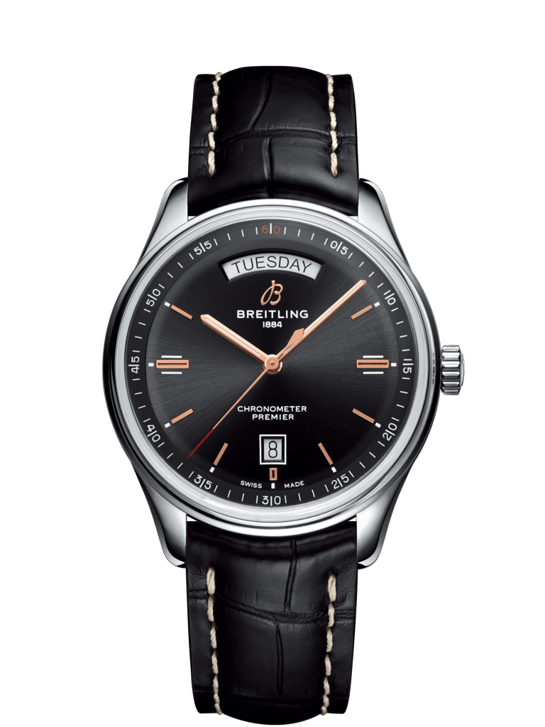 Breitling A45340241B1P2 : Premier Automatic Day & Date 40 Stainless Steel / Black / Croco Black / Tang