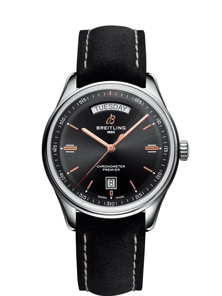 Breitling A45340241B1X2 : Premier Automatic Day & Date 40 Stainless Steel / Black / Nubuck Black / Folding