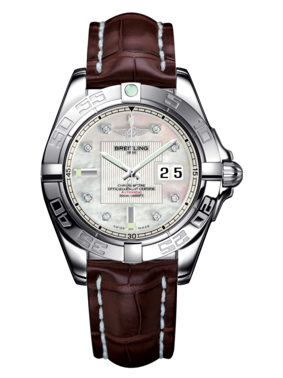 Breitling A49350L2.A702.724P : Galactic 41 Stainless Steel / Pearl Diamond / Croco