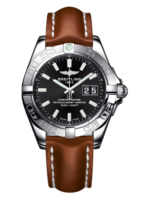 Breitling A49350L2.BE58.425X : Galactic 41 Stainless Steel / Onyx Black / Calf