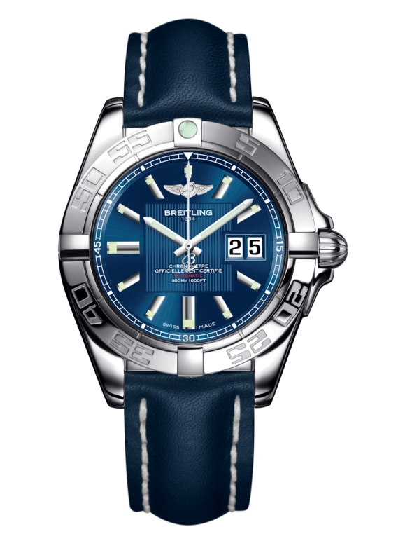 Breitling A49350L2.C806.113X : Galactic 41 Stainless Steel / Metallica Blue / Calf