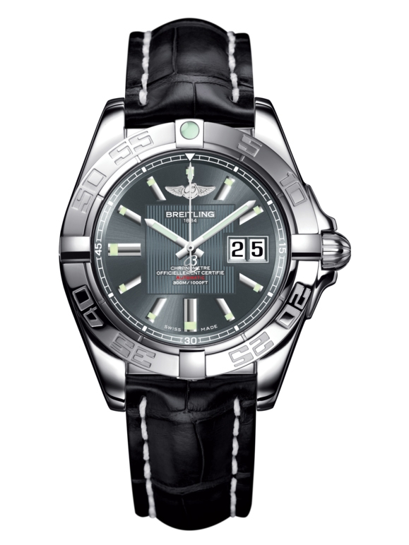 Breitling A49350L2.F549.728P : Galactic 41 Stainless Steel / Tomcat Gray / Croco