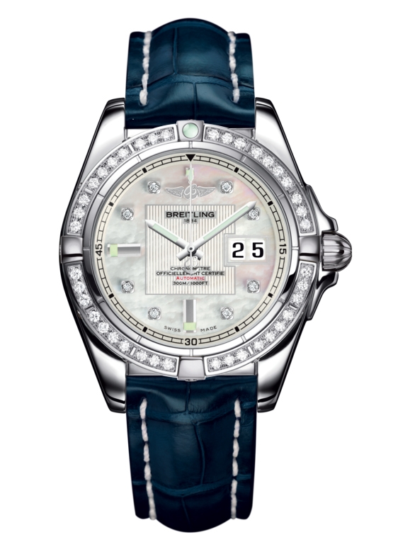 Breitling A49350LA.A702.718P : Galactic 41 Stainless Steel / Diamond / Pearl Diamond / Croco