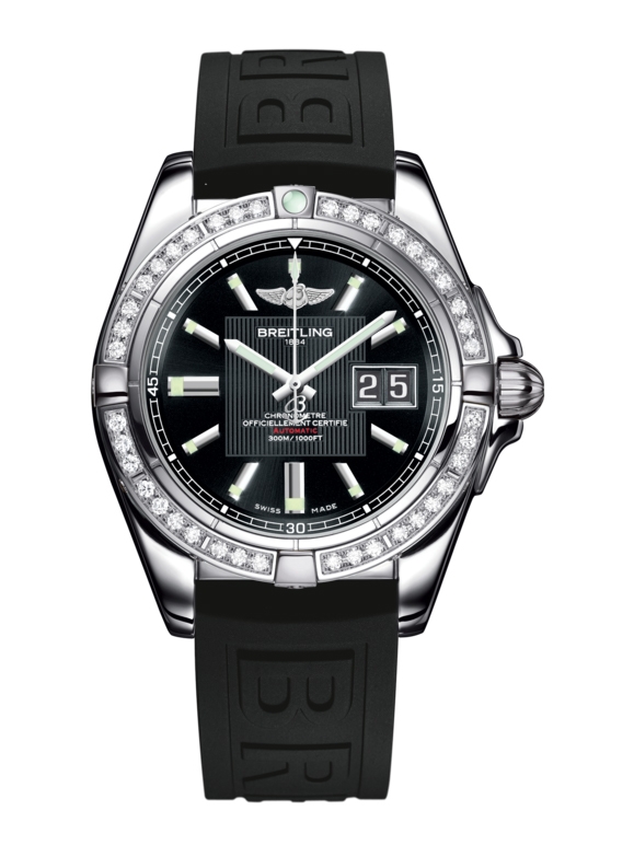 Breitling A49350LA.BA07.150S : Galactic 41 Stainless Steel / Diamond / Trophy Black / Rubber