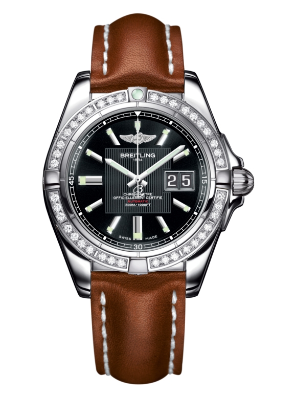 Breitling A49350LA.BA07.425X : Galactic 41 Stainless Steel / Diamond / Trophy Black / Calf