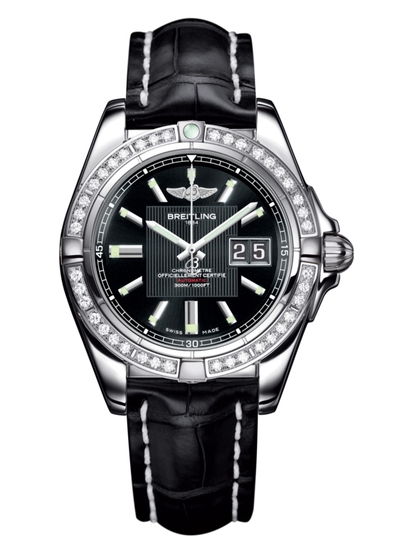 Breitling A49350LA.BA07.728P : Galactic 41 Stainless Steel / Diamond / Trophy Black / Croco