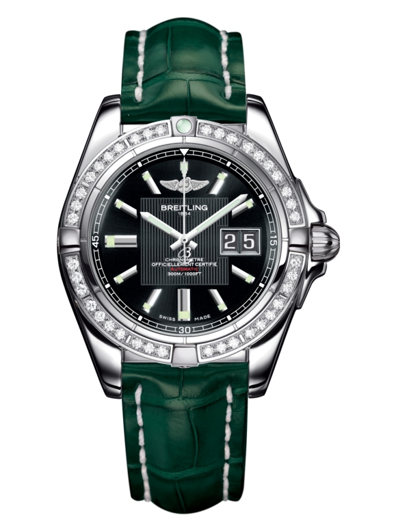Breitling A49350LA.BA07.771P : Galactic 41 Stainless Steel / Diamond / Trophy Black / Croco