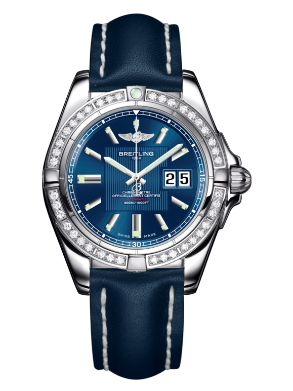 Breitling A49350LA.C806.113X : Galactic 41 Stainless Steel / Diamond / Metallica Blue / Calf