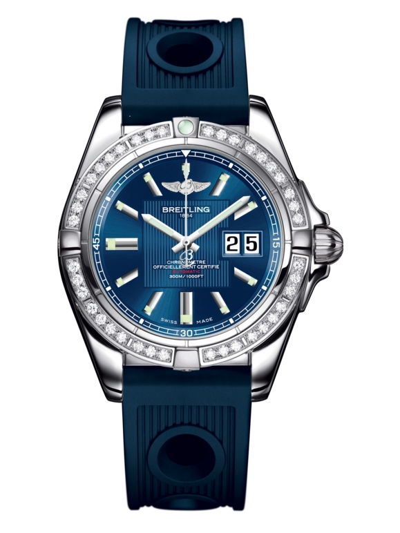 Breitling A49350LA.C806.203S : Galactic 41 Stainless Steel / Diamond / Metallica Blue / Rubber