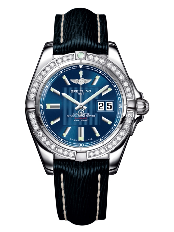 Breitling A49350LA.C806.220X : Galactic 41 Stainless Steel / Diamond / Metallica Blue / Sahara