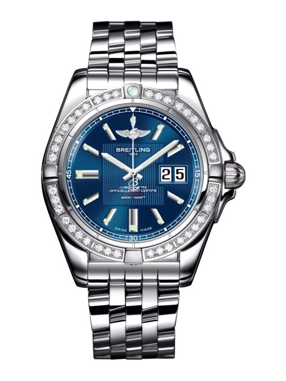 Breitling A49350LA.C806.366A : Galactic 41 Stainless Steel / Diamond / Metallica Blue / Bracelet