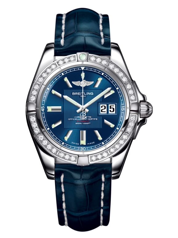 Breitling A49350LA.C806.718P : Galactic 41 Stainless Steel / Diamond / Metallica Blue / Croco