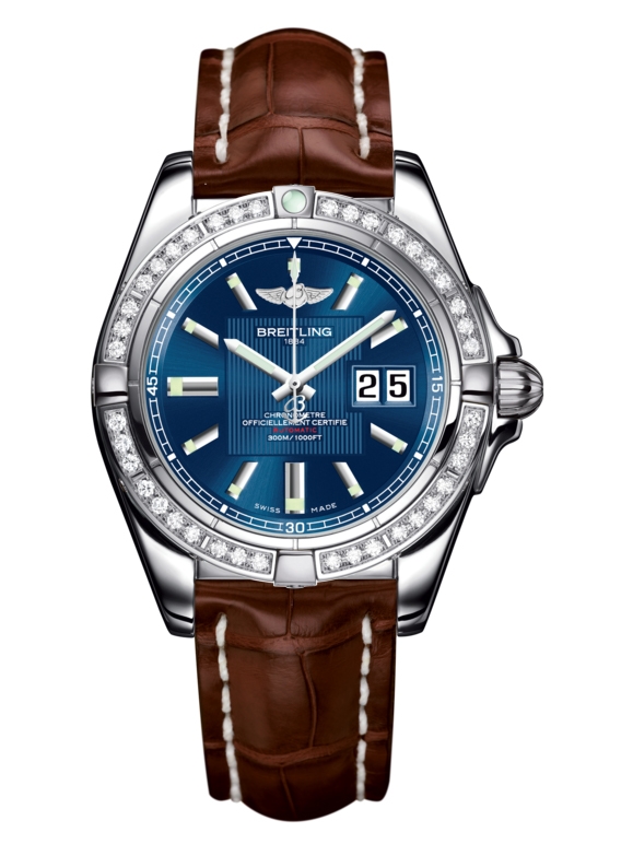 Breitling A49350LA.C806.722P : Galactic 41 Stainless Steel / Diamond / Metallica Blue / Croco