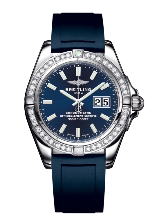 Breitling A49350LA.C929.138S : Galactic 41 Stainless Steel / Diamond / Horizon Blue / Rubber