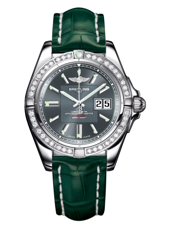 Breitling A49350LA.F549.771P : Galactic 41 Stainless Steel / Diamond / Tomcat Gray / Croco