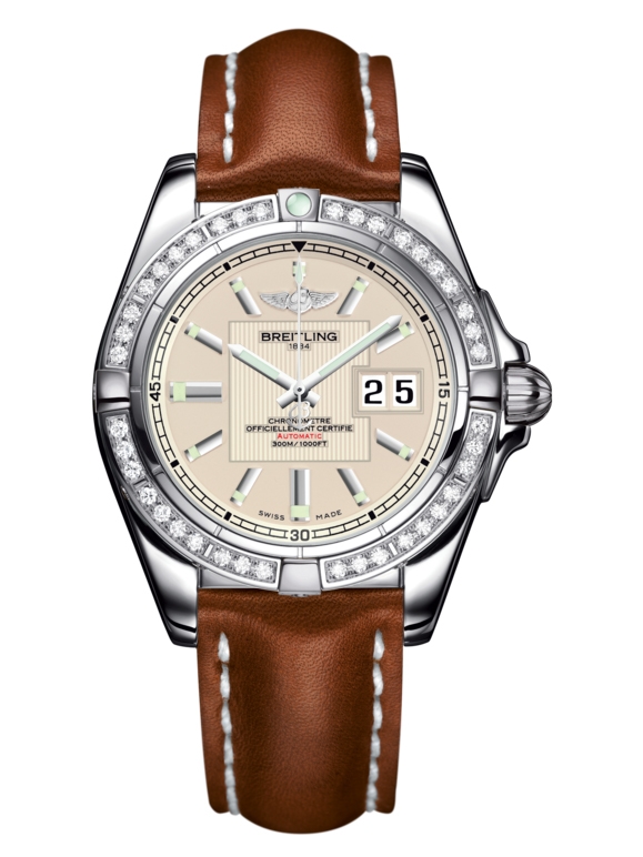 Breitling A49350LA.G699.425X : Galactic 41 Stainless Steel / Diamond / Sierra Silver / Calf