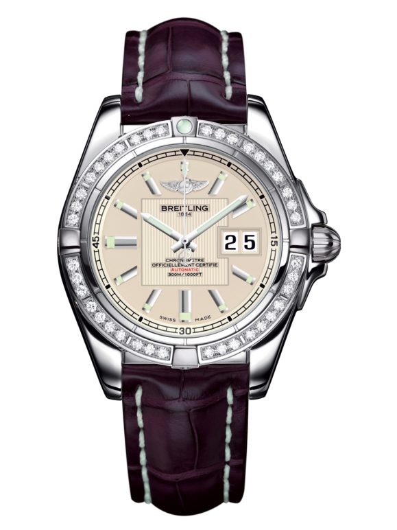 Breitling A49350LA.G699.720P : Galactic 41 Stainless Steel / Diamond / Sierra Silver / Croco