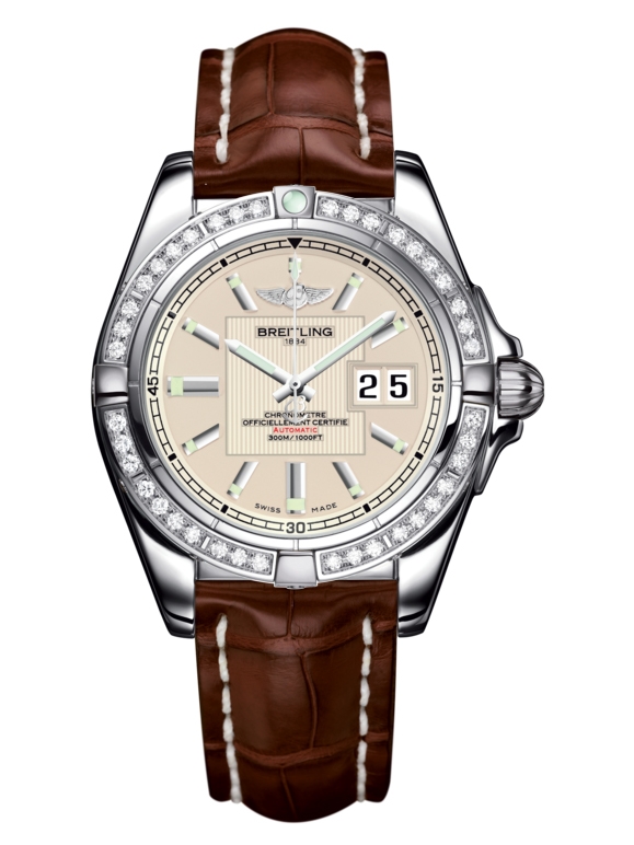 Breitling A49350LA.G699.722P : Galactic 41 Stainless Steel / Diamond / Sierra Silver / Croco