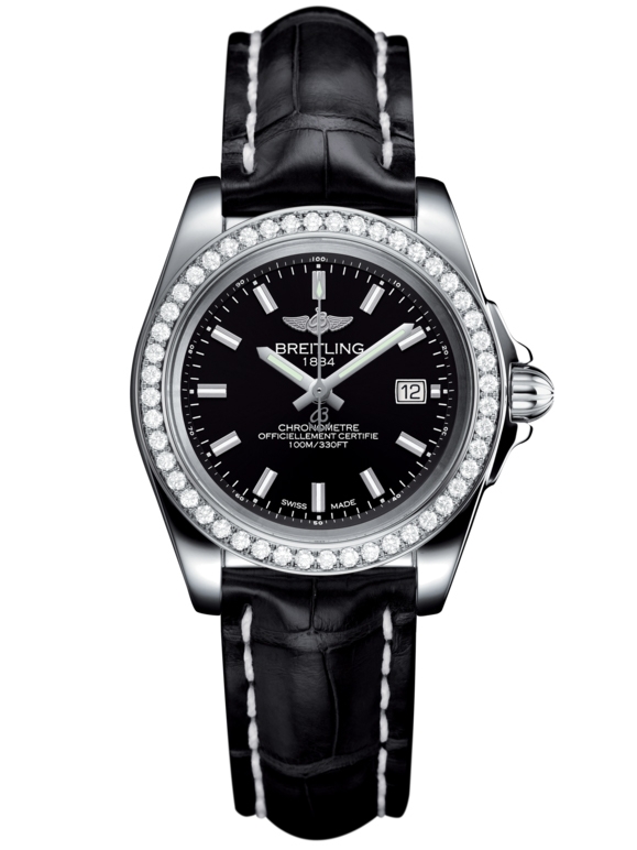 Breitling A7133053/BF62/777P/A14BA.1 : Galactic 32 Sleek Edition Stainless Steel / Diamond / Trophy Black / Croco