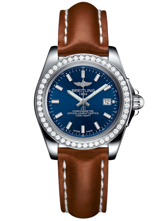 Breitling A7133053/C951/406X/A14BA.1 : Galactic 32 Sleek Edition Stainless Steel / Diamond / Horizon Blue / Calf